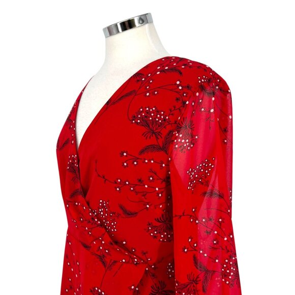 Madewell Hazelwood Wrap-Front Mini Dress Windswept Floral Red Size 8 NWT - Picture 5 of 13
